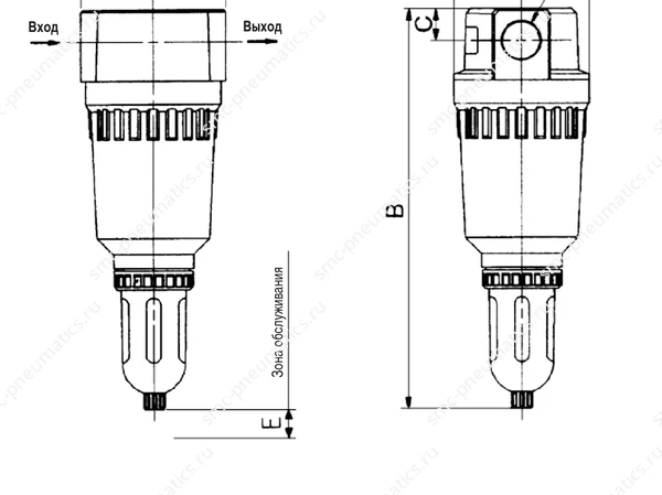 Размеры фильтров SMC AF800 и AF900