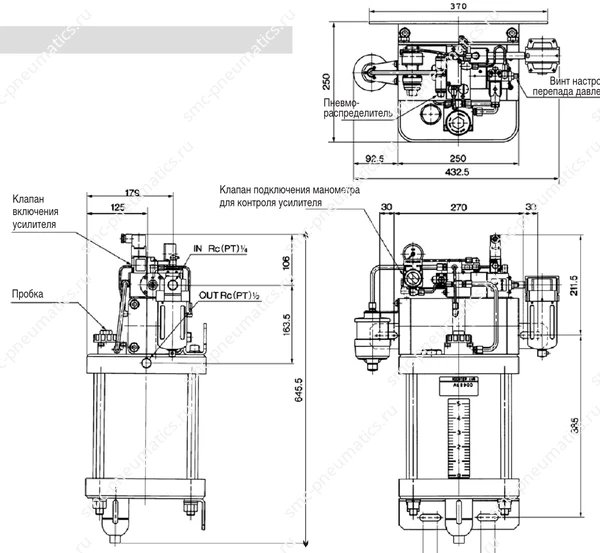 Размеры центрального маслораспылителя SMC ALB900