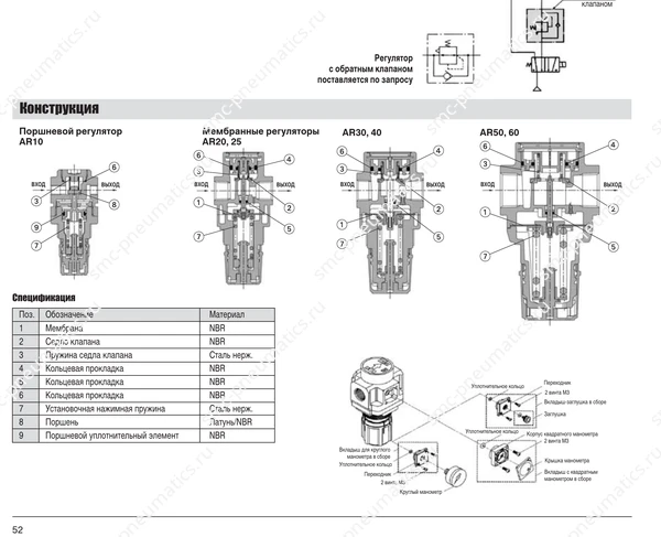 Обозначение, конструкция и размеры SMC AR10–60, лист 1
