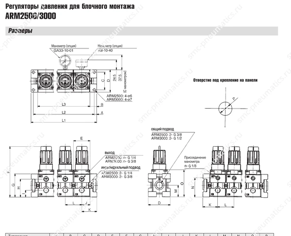Технические данные SMC ARM2500/3000, лист 3