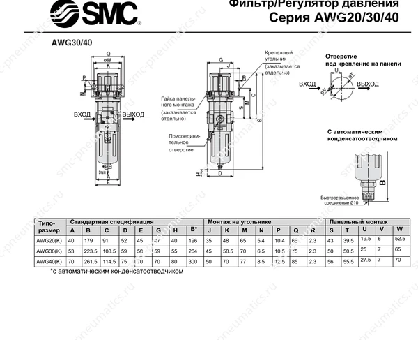 Технические данные SMC AWG20/30/40, лист 4