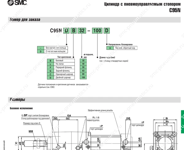 Технические данные SMC C95N, лист 4