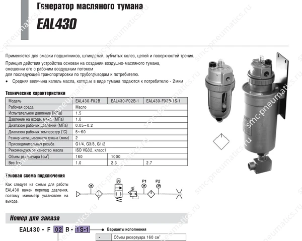 Характеристики генератора SMC EAL430, лист 1