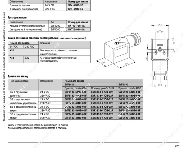 Обозначение, конструкция и размеры SMC EVF3000/5000, лист 2