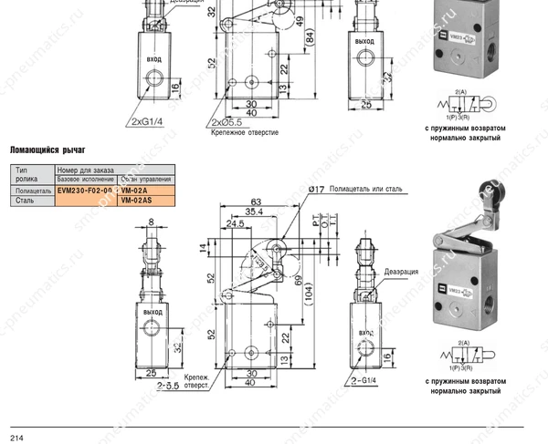 Обозначение, конструкция и размеры SMC EVM230, лист 2