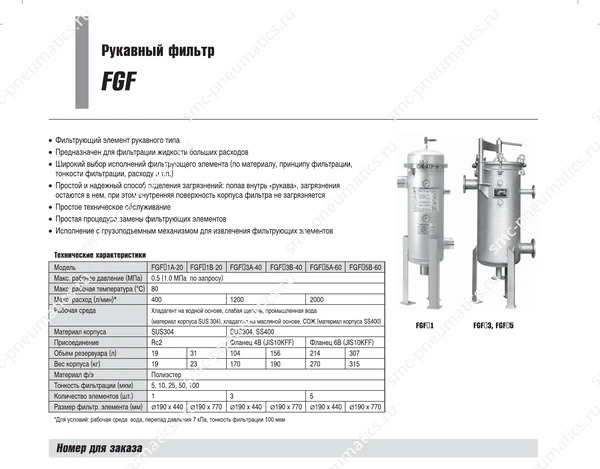 Технические данные SMC FGF, лист 1