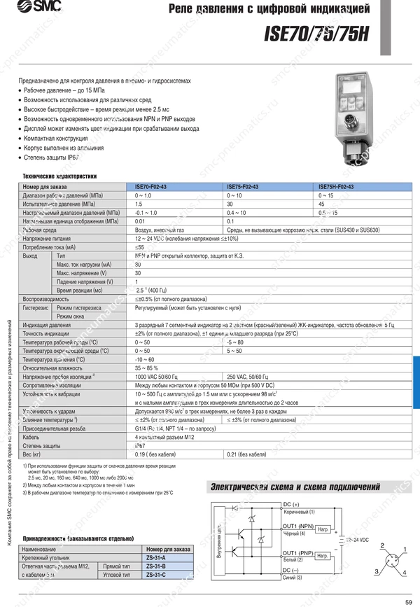 Технические данные ISE70 75 75H, лист 1
