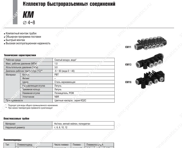 Технические данные SMC KM, лист 1