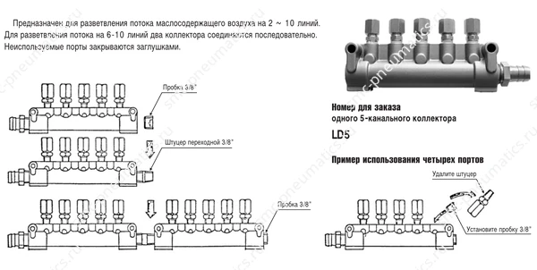 Схемы подключения пятиканального коллектора SMC LD5