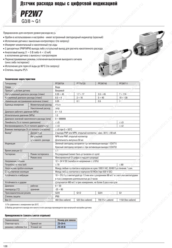 Технические данные PF2W7, лист 1