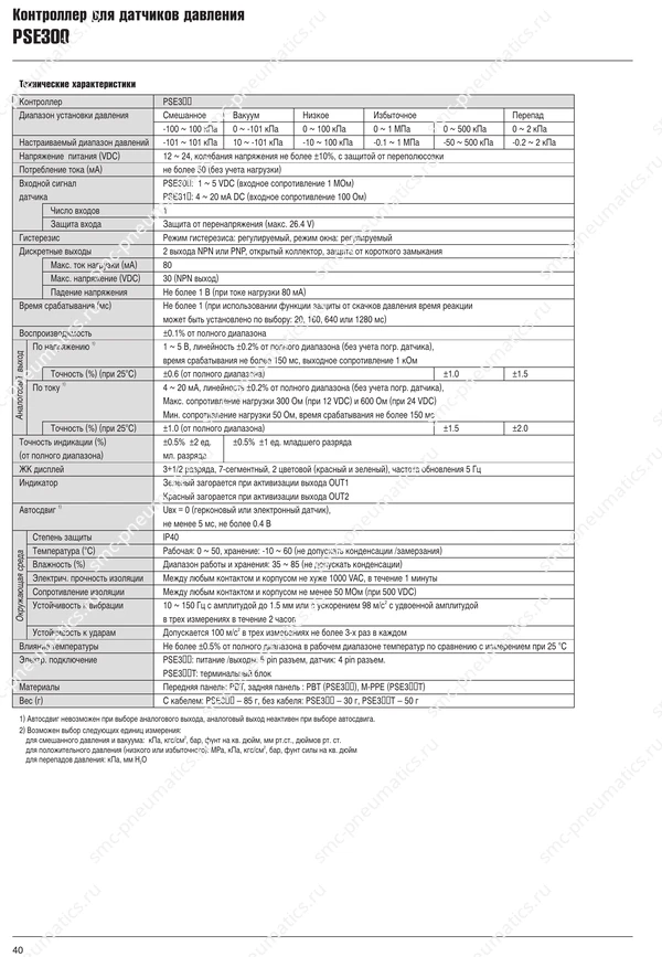 Технические данные PSE300, лист 2
