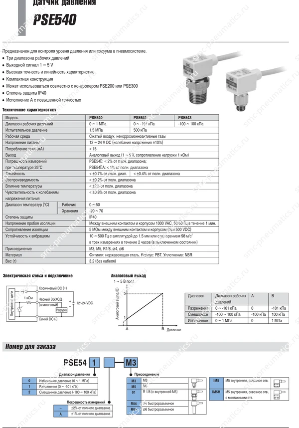 Технические данные PSE540