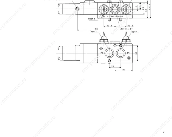 Конструкция и размеры распределителя SMC VFN2120N, лист 2