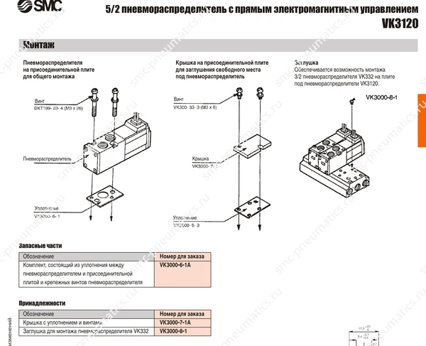 Технические данные SMC VK3120, лист 2