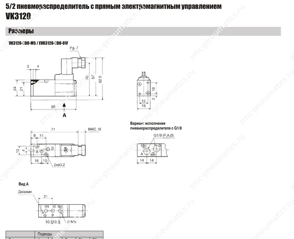 Технические данные SMC VK3120, лист 3