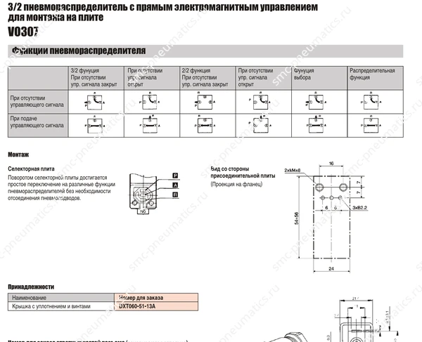 Технические данные SMC VO307, лист 2