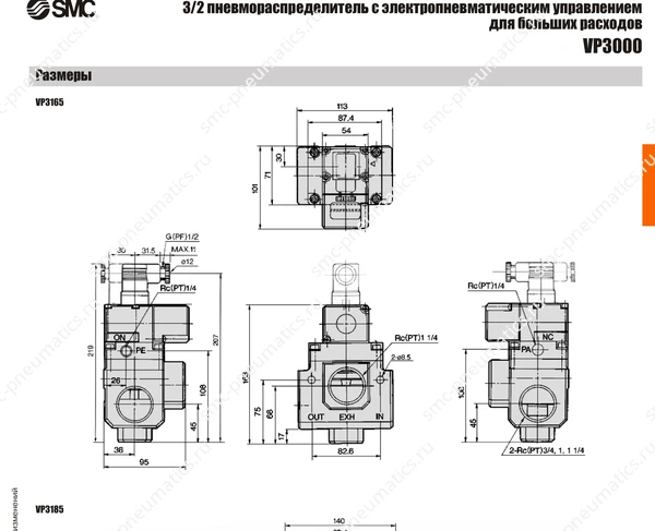 Технические данные SMC VP3000, лист 3