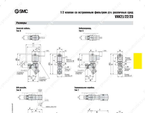 Технические данные SMC VXK21/22/23, лист 5