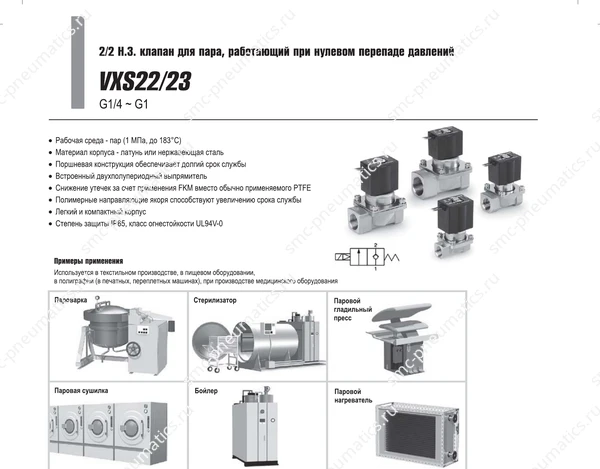 Технические данные SMC VXS22/23, лист 1
