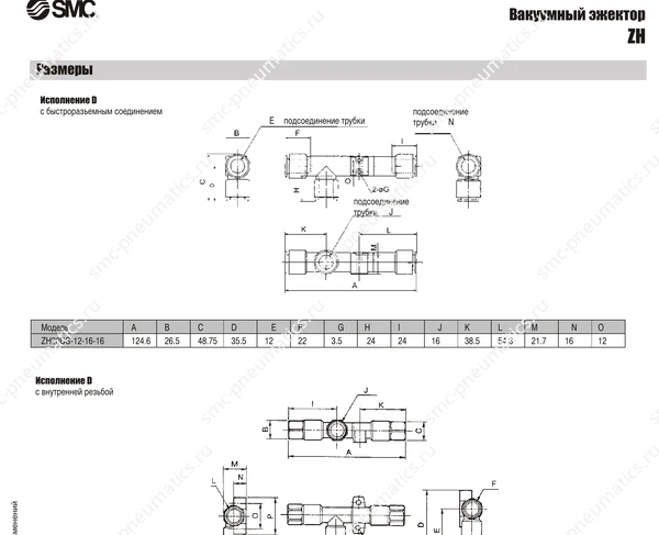 Технические данные SMC ZH, лист 4