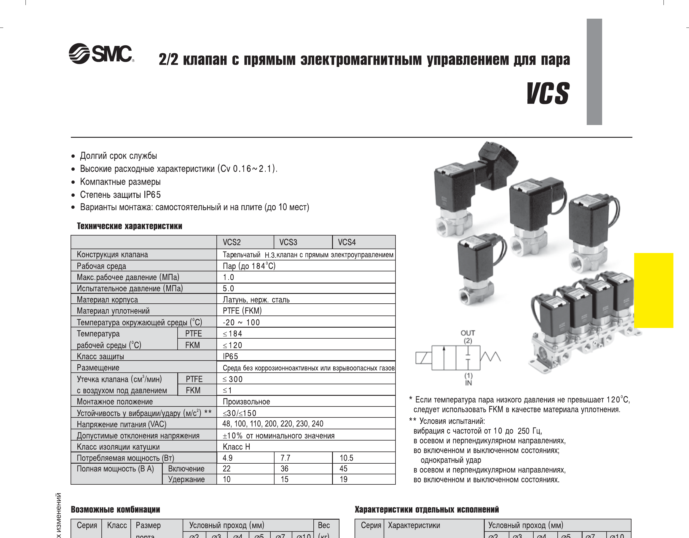 Технические данные SMC VCS, лист 1